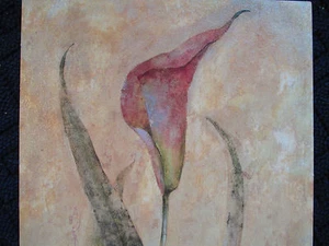 VINTAGE CALLA LILY FLOWERS TEXTURED LITHOGRAPH COLOR ART PRINT 20 X 10 - Picture 1 of 6