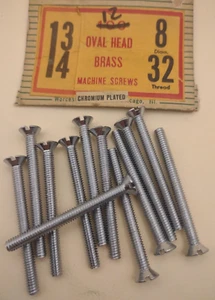 Viti a macchina 8-32 x 1-3/4" testa ovale scanalata ottone cromato (confezione da 12) NOS CBMS24 - Foto 1 di 2