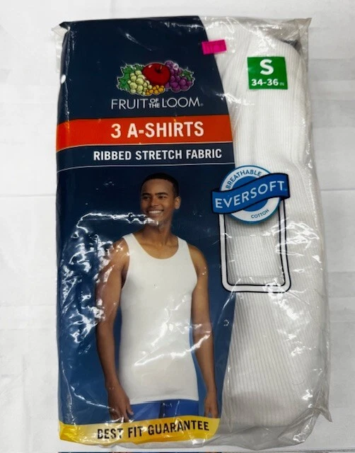 Fruit of The Loom 2501 Mens Core 100 Cotton White A-shirts - 3 Pack