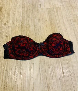 Reggiseno senza spalline vero vintage rosso nero - Foto 1 di 4