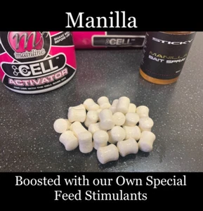 Mainline Cell Pop Ups Dumbell Boilies Carp 12x8mm White in Sticky Baits Manilla - Picture 1 of 1