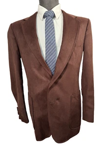 Vintage HAGGAR Mens Brown Polyester Velour Suit Sport Coat Blazer Jacket 40R - Picture 1 of 8