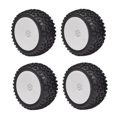 Front & Rear Tires W/Wheels 12mm Hex Hub For Tamiya HPI 1/10 Off Road Buggy Car - Image 1 of 4