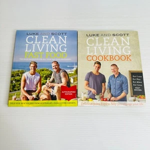 SIGNED Luke Hines Clean Living & Fast Food Cookbook x 2 Scott Lot Healthy Food - Picture 1 of 18