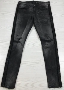 Jordan Craig Ross Skinny Jeans Mens 34x32 Black Distressed Stretch Acid Wash - Picture 1 of 12