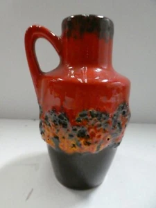 VINTAGE GERMAN POTTERY JUG VASE 465/13.5 RED FAT LAVA CERAMIC ART STUDIO WARE - Picture 1 of 4
