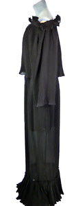 Womens Off Shoulder Dress Boohoo Black Pleated Layered Chiffon Long Size UK 8
