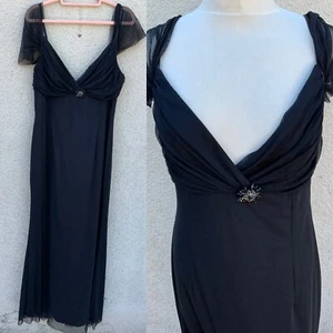 VERA MONT BLACK LACE GOTHIC LONG MAXI EVENING DRESS SEXY DESIGNER 16 18 - Picture 1 of 7