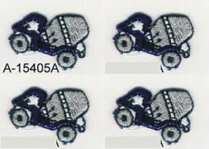 Blue Gray Cement Mixer Construction Vehicle Truck Embroidery Patch Lot of 4 - Picture 1 of 1