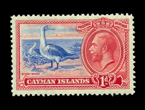 British CAYMAN ISLANDS 1935 Red-footed Boobies 1d car Sc#87 mint MLH - Picture 1 of 2