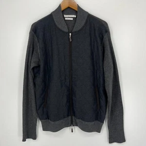 Peter Millar Jacket Men's L Gray Full Zip Quilted Wool Cotton Blend Golf - Picture 1 of 9
