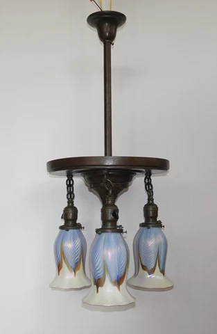 Quezal Arts & Crafts/Mission Pan Ceiling Fixture (Tiffany, Steuben, Handel Era) Cover