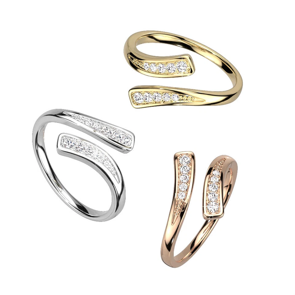 Zehenring Zehring Fußring Zirkonia Wickel Midi Knöchel Ring silber gold rosegold - Bild 1 von 1