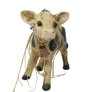 Vintage Handpainted Baby Holstein Calf Embellished Ceramic Decorative Figurine - Picture 1 of 5