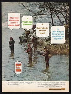 Winston Filter Cigarettes 1971 sabor buena gramática grandes capturas tabaco anuncio impreso - Imagen 1 de 3