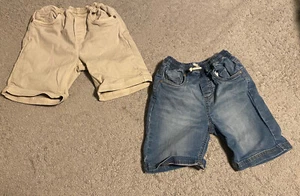 Art & Eden Size 5 Boy Denim Khaki Summer Shorts 2-pc Lot Excellent Condition - Picture 1 of 4