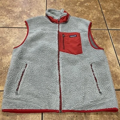 Chaleco Patagonia Pila Profunda Hombres Suéter Grande Gris Clásico Retro-X Vellón Rojo De Colección Foto 1 de 4