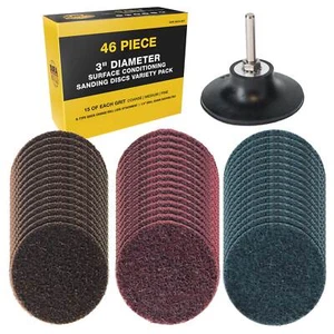 Dura-Gold 46 pc 3" Diameter Surface Conditioning Sanding Discs Variety Pack, Pad - Picture 1 of 5
