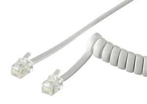SPIRAL TELEFONKABEL HÖRNER Spirale 2M Telefon RJ10 M weiß Verlängerung - Bild 1 von 2