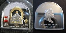 2007 Cook Is Large Silver/Gldpl.Proof $5-Vatican Benedict Mariazell-Swarovski cr