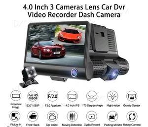 Dual Objektiv 4 Zoll Bildschirm Dashcam HD 1080P Auto DVR Rückspiegel Videorekorder Kamera - Bild 1 von 11