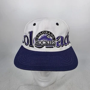 Vintage Colorado Rockies Logo 7 Mütze Snapback Cap Big Spell Out 90s MLB weiß - Bild 1 von 10