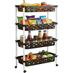 Carrito verdulero con 4 Niveles Tipo Slim y Ruedas Carro de plástico de Almacen - Imagen 1 de 5