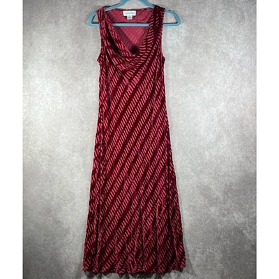 Maxi Vestido Calvin Klein 12 Rosa Terciopelo Mezcla Seda Rayas Burnout Capricho Foto 1 de 4
