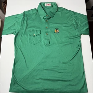 Vintage Chicago Blackhawks Shirt Mens Large Green NHL Hockey Polo 80s Gunzo's - Picture 1 of 7