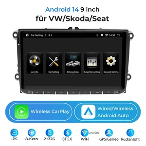 für VW SEAT SKODA 9" Autoradio CarPlay Video GPS Sat Navigation +BT 8 Kern 2+32G - Bild 1 von 17