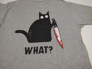 Camiseta What Murderous Black Cat With Knife Divertida Novedad Horror Regalo Talla XL - Imagen 1 de 6