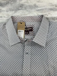 Johnston Murphy Shirt 2XL Black Geometric Flip Cuff Long Sleeve Button Up NWT - Picture 1 of 11