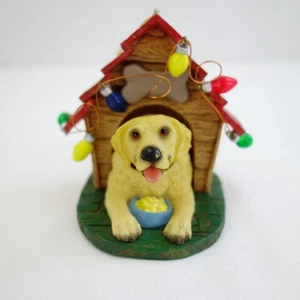 Adorno de Navidad vintage de labrador amarillo cabeza bobble perro en casa de perro - Imagen 1 de 5