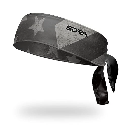 Suddora USA Gray Tie Headband/Sweatband (Made in USA) - Workout Costume Sports