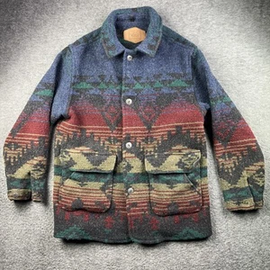 Vintage Woolrich Jacket Mens Large Aztec Southwest Wool Blend Button Coat USA 90 - Picture 1 of 21