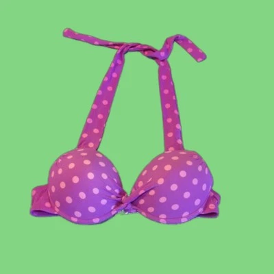 Roupa de banho feminina pin up biquíni top pequeno rosa bolinhas acolchoado push up com fio apt 9 - Imagem 1 de 4
