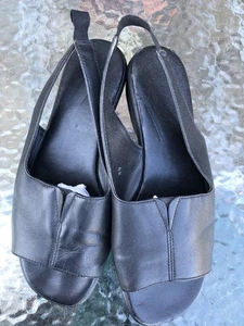 M & S Ladies Black Leather Sandals. Size 5.5. Worn Once. - Picture 1 of 5
