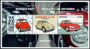 DÄNEMARK. 2017. 75 Kr. Oldtimer Autos. Aufdruck NORDIA 2017. S/S. Sehr guter Erhaltungszustand MNH (BL135v) - Bild 1 von 1