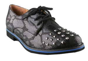 Not Rated Women's Ladies Black Studded Flat Knoxville Oxford Shoes NIB - Picture 1 of 6