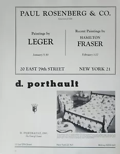 Anuncio impreso de galería de arte Paul Rosenberg 1965 efímero arte de pared decoración hoja Porthault - Imagen 1 de 1