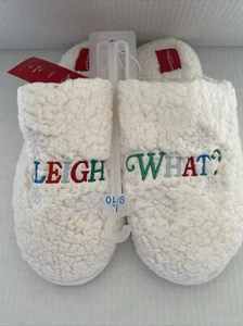 NWT Wondershop SLEIGH WHAT Fuzzy Faux Sherpa SLIPPERS Women's L SLIP ON - Picture 1 of 7