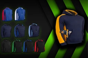 Trendy Fashion Pocket Zip Unisex Hoodie Regular Fit Black Red Blue Green Navy - Picture 1 of 21