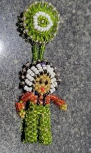 VTG NATIVE AMERICAN HANDMADE BEADED HEADRESS CHIEF PIN - Picture 1 of 3