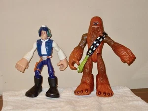 Vintage Star Wars Posable Action Figures Chewbaca & Solo Galactic Heroes - Picture 1 of 5