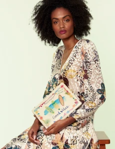 Emm Kuo Paloma Good Vibes Wristlet Pouch Clutch - Picture 1 of 12