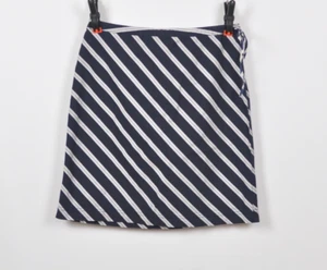 Tommy Hilfiger A-Line Navy Blue White Diagonal Strip Skirt Women's Petite Size 6 - Picture 1 of 8