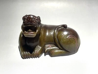 Rare Chinese Han dynasty Hetian jade tiger statue - Image 1 of 4