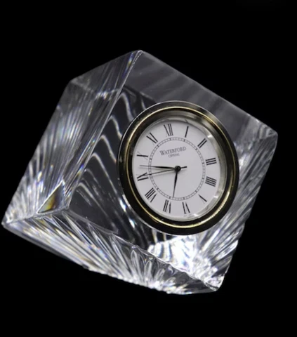 Waterford Crystal Desk Clock “Meridian” Cube Marked Ireland #50-4319003 Cover