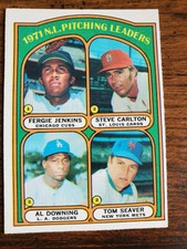1972 O-PEE-CHEE #93 N.L. PITCHING LEADERS STEVE CARLTON TOM SEAVER JENKINS NM 