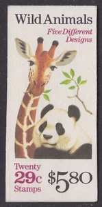 US 2705-2709 2709a BK202 Wild Animals 29c booklet 20 MNH 1992 - Picture 1 of 1